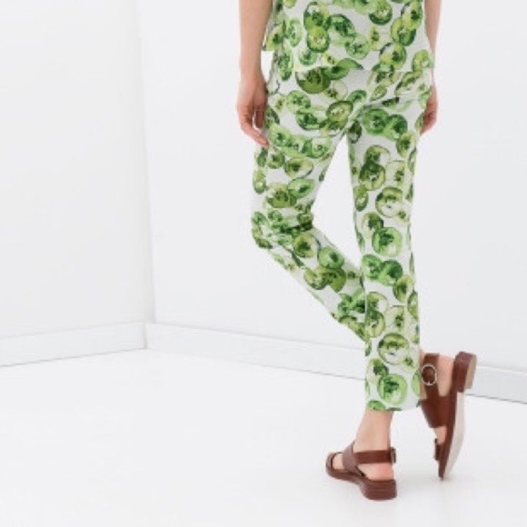 Zara Kiwi Fruit Cropped Pants Medium - Picture 9 of 9